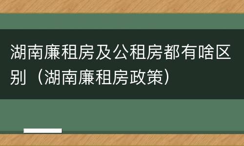 湖南廉租房及公租房都有啥区别（湖南廉租房政策）