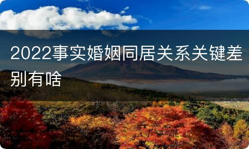 2022事实婚姻同居关系关键差别有啥