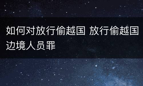 如何对放行偷越国 放行偷越国边境人员罪