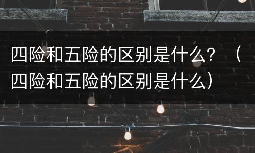 四险和五险的区别是什么？（四险和五险的区别是什么）
