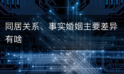 同居关系、事实婚姻主要差异有啥