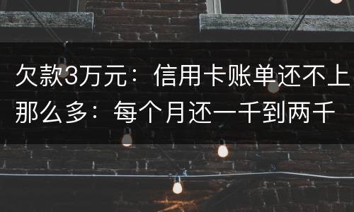 欠款3万元：信用卡账单还不上那么多：每个月还一千到两千元：请问还要做坐牢吗