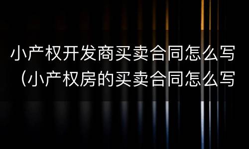 小产权开发商买卖合同怎么写（小产权房的买卖合同怎么写）