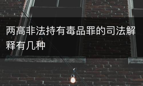 两高非法持有毒品罪的司法解释有几种