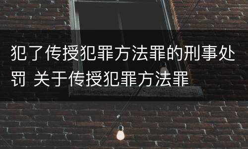 犯了传授犯罪方法罪的刑事处罚 关于传授犯罪方法罪