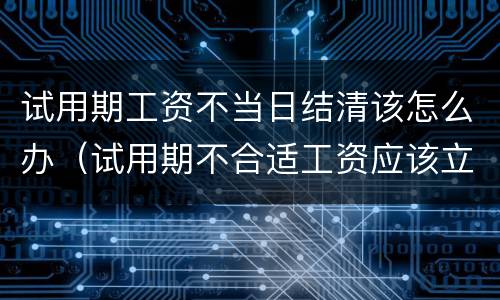 试用期工资不当日结清该怎么办（试用期不合适工资应该立刻结清吗）