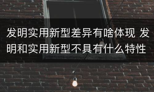 发明实用新型差异有啥体现 发明和实用新型不具有什么特性