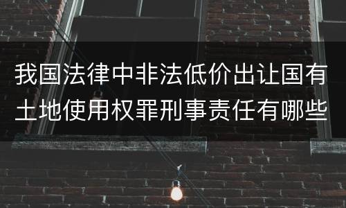我国法律中非法低价出让国有土地使用权罪刑事责任有哪些