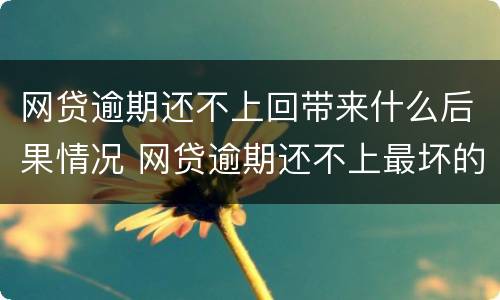 网贷逾期还不上回带来什么后果情况 网贷逾期还不上最坏的结果