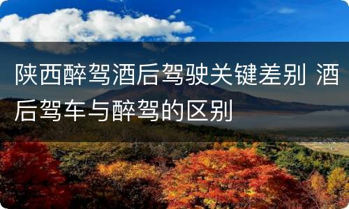 陕西醉驾酒后驾驶关键差别 酒后驾车与醉驾的区别