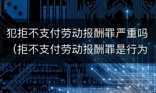犯拒不支付劳动报酬罪严重吗（拒不支付劳动报酬罪是行为犯还是结果犯）