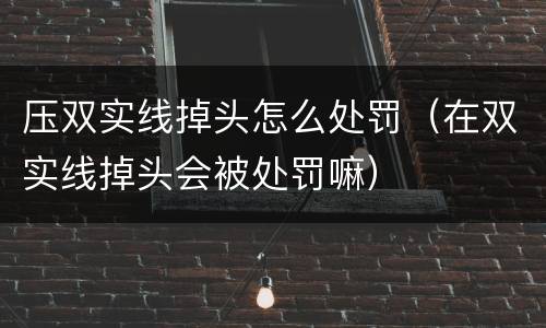 压双实线掉头怎么处罚（在双实线掉头会被处罚嘛）