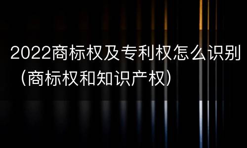 2022商标权及专利权怎么识别（商标权和知识产权）