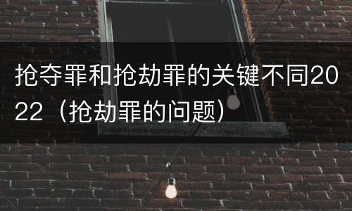 抢夺罪和抢劫罪的关键不同2022（抢劫罪的问题）