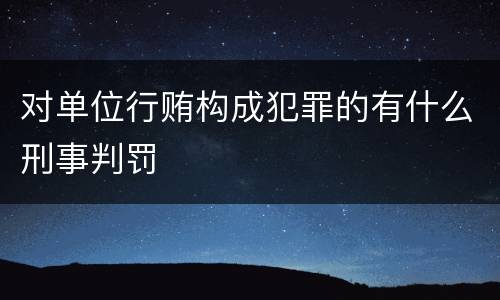 对单位行贿构成犯罪的有什么刑事判罚