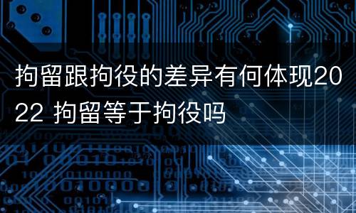拘留跟拘役的差异有何体现2022 拘留等于拘役吗