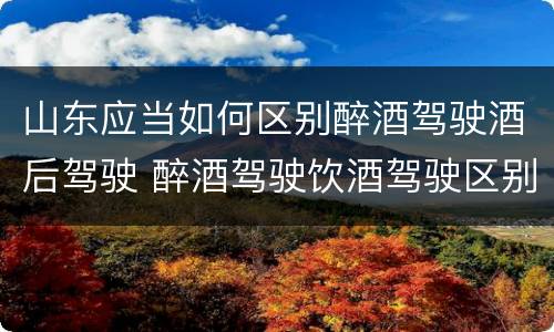 山东应当如何区别醉酒驾驶酒后驾驶 醉酒驾驶饮酒驾驶区别