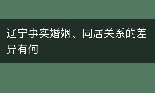 辽宁事实婚姻、同居关系的差异有何