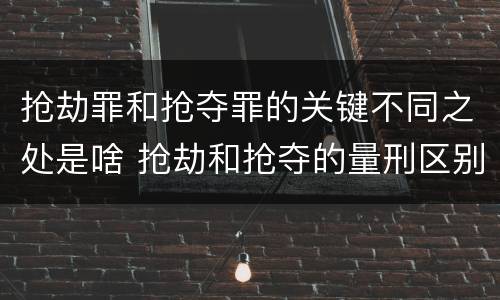 抢劫罪和抢夺罪的关键不同之处是啥 抢劫和抢夺的量刑区别