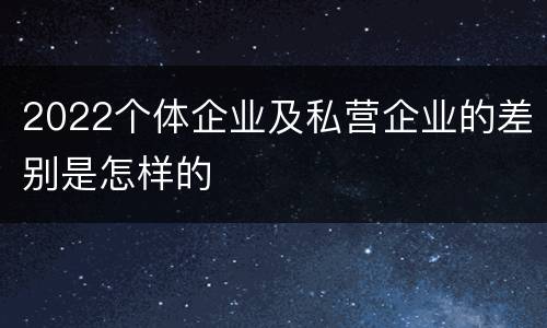 2022个体企业及私营企业的差别是怎样的