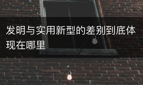 发明与实用新型的差别到底体现在哪里