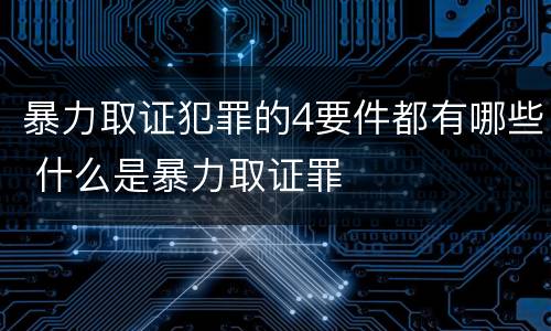 暴力取证犯罪的4要件都有哪些 什么是暴力取证罪