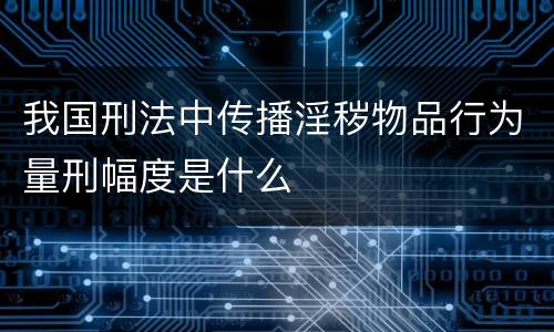 我国刑法中传播淫秽物品行为量刑幅度是什么