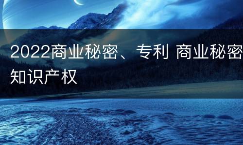 2022商业秘密、专利 商业秘密知识产权