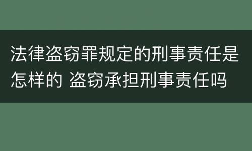 法律盗窃罪规定的刑事责任是怎样的 盗窃承担刑事责任吗