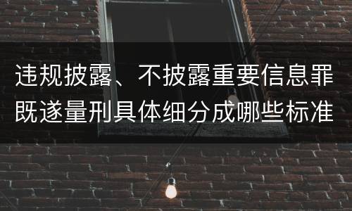 违规披露、不披露重要信息罪既遂量刑具体细分成哪些标准