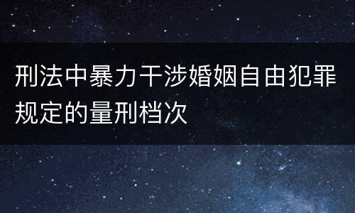 刑法中暴力干涉婚姻自由犯罪规定的量刑档次