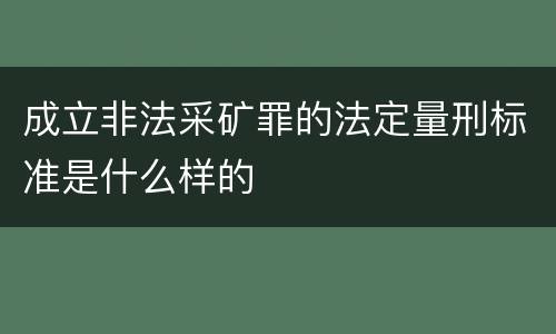 成立非法采矿罪的法定量刑标准是什么样的