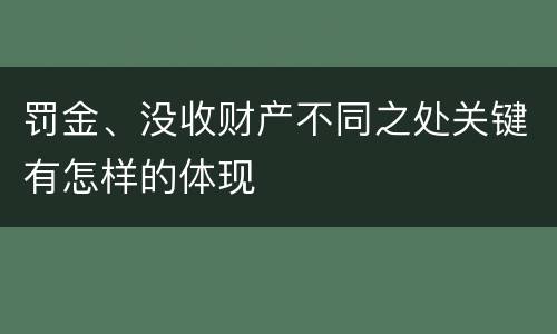 罚金、没收财产不同之处关键有怎样的体现