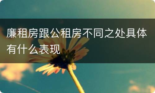 廉租房跟公租房不同之处具体有什么表现