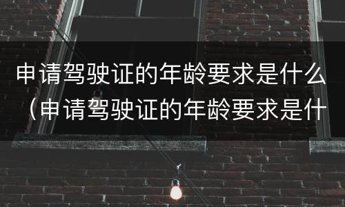 申请驾驶证的年龄要求是什么（申请驾驶证的年龄要求是什么意思）