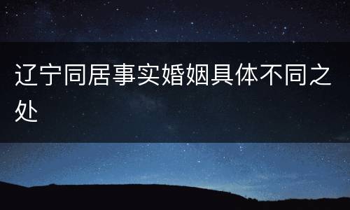 辽宁同居事实婚姻具体不同之处