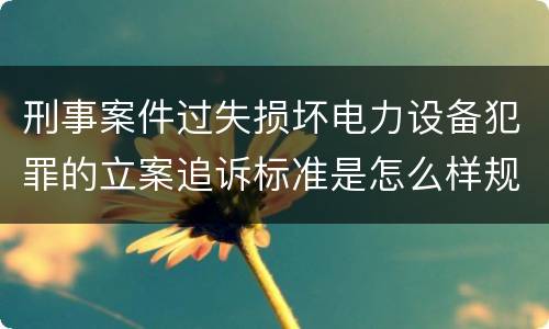 刑事案件过失损坏电力设备犯罪的立案追诉标准是怎么样规定