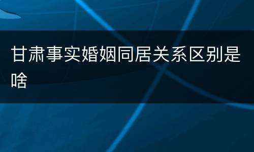 甘肃事实婚姻同居关系区别是啥