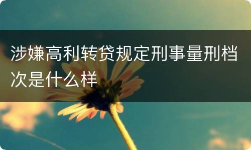 涉嫌高利转贷规定刑事量刑档次是什么样