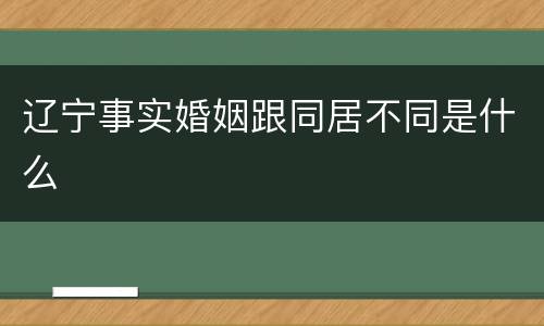辽宁事实婚姻跟同居不同是什么