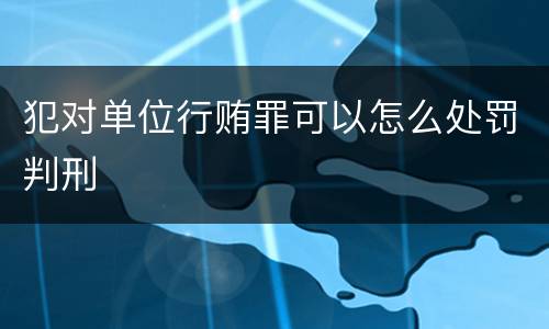 犯对单位行贿罪可以怎么处罚判刑