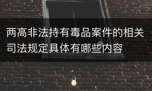 两高非法持有毒品案件的相关司法规定具体有哪些内容