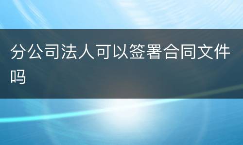 分公司法人可以签署合同文件吗