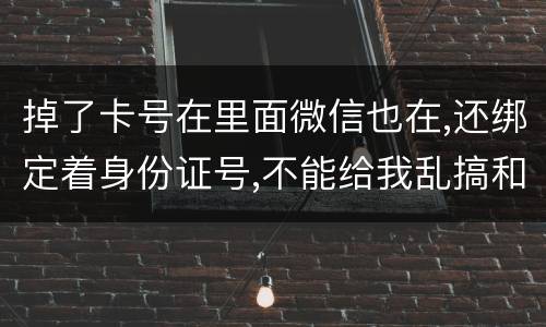 掉了卡号在里面微信也在,还绑定着身份证号,不能给我乱搞和贷款吧网贷也不能吧
