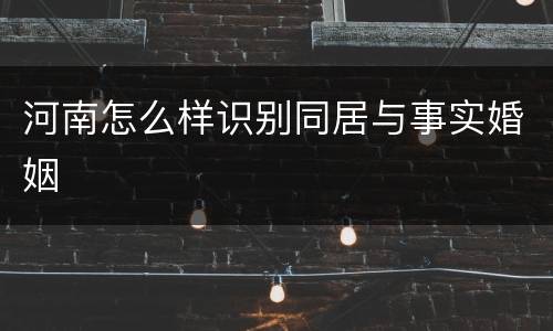 河南怎么样识别同居与事实婚姻