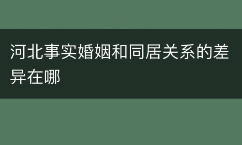 河北事实婚姻和同居关系的差异在哪