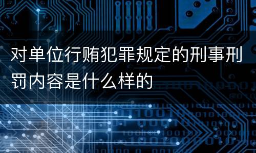对单位行贿犯罪规定的刑事刑罚内容是什么样的