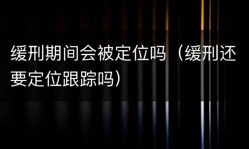 缓刑期间会被定位吗（缓刑还要定位跟踪吗）