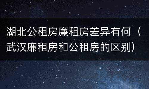 湖北公租房廉租房差异有何（武汉廉租房和公租房的区别）