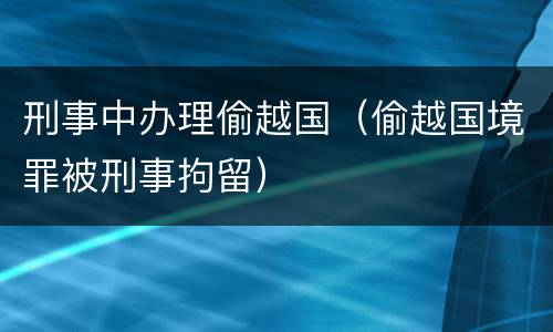 刑事中办理偷越国（偷越国境罪被刑事拘留）